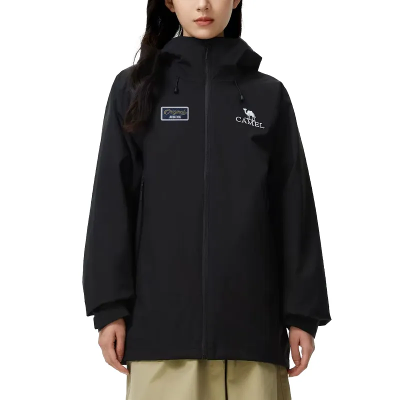CAMEL All weather Waterproof And Windproof To Keep Warm Windbreaker Jacket Unisex Black-3