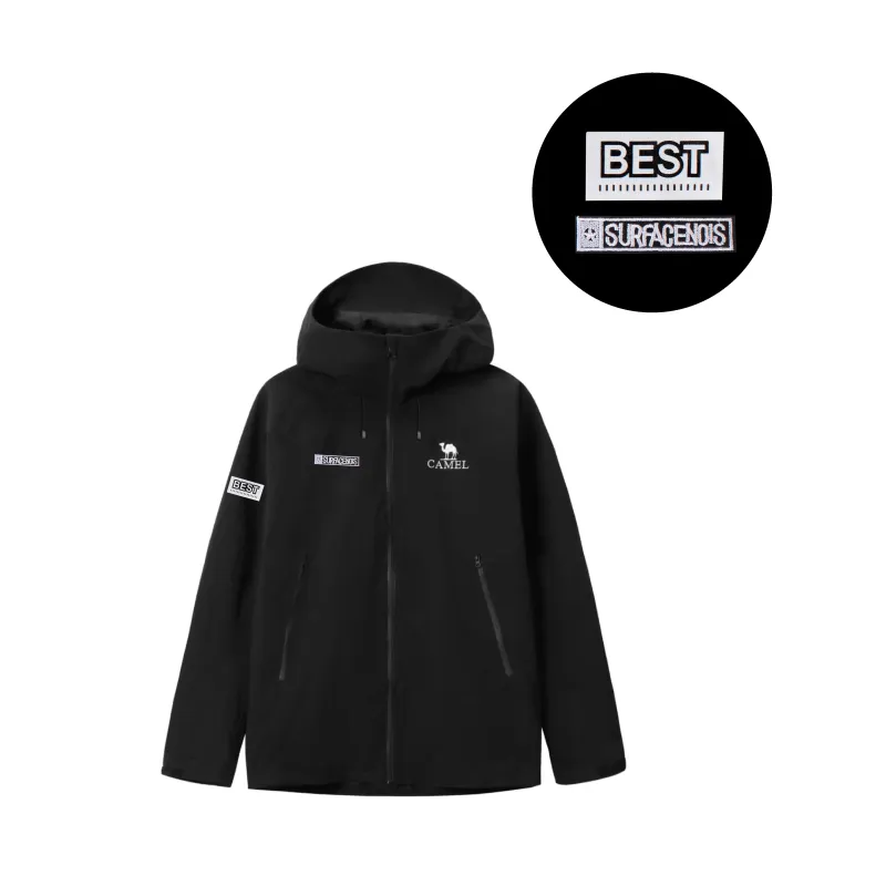 CAMEL All weather Waterproof And Windproof To Keep Warm Windbreaker Jacket Unisex Black-2