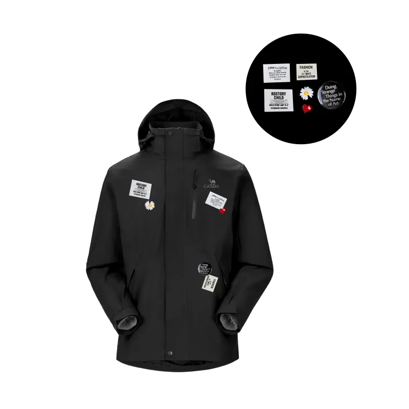 CAMEL All weather Mountain Versatile Urban Living/Travel/Commuting Windbreaker Jacket Unisex Black-1