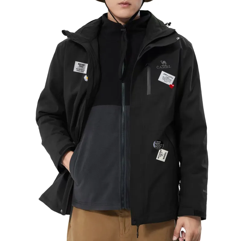 CAMEL All weather Mountain Versatile Urban Living/Travel/Commuting Windbreaker Jacket Unisex Black-3