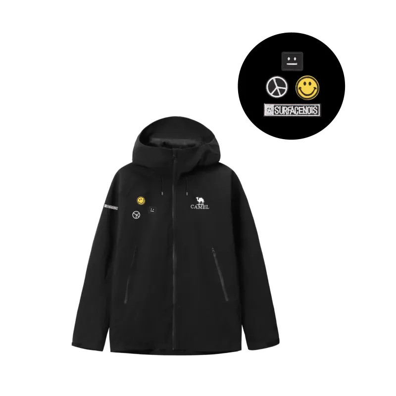 CAMEL All weather Waterproof And Windproof To Keep Warm Windbreaker Jacket Unisex Black-2