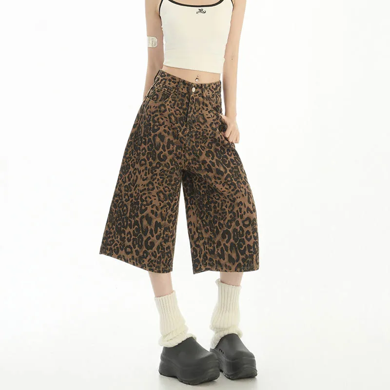 FOREVER 21 Denim Shorts Women's Leopard Print-5