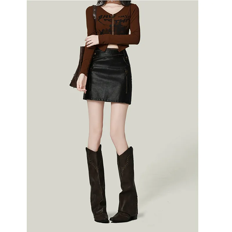 FOREVER 21 Leather Short Skirts Women's-3