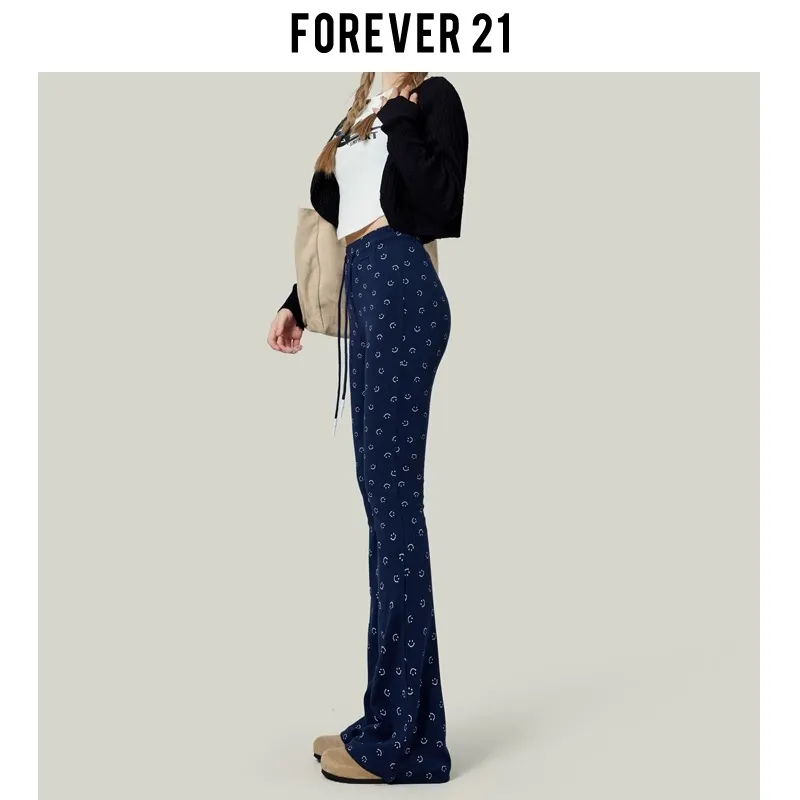 FOREVER 21 Casual Pants Women's Dark Blue Print-3