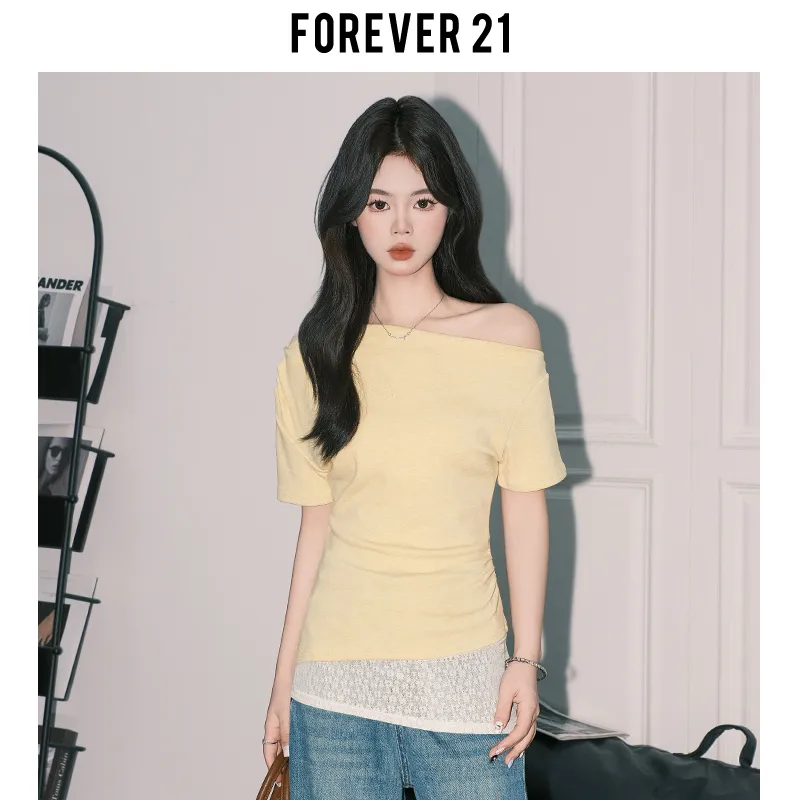 FOREVER 21 Regular T Shirt Women's Yellow-3