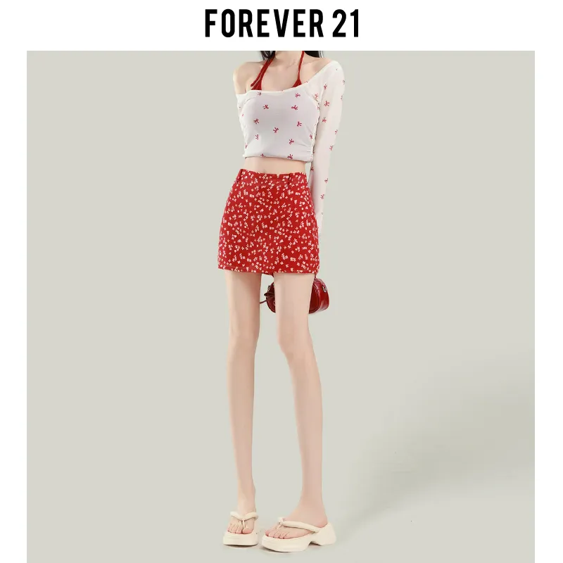 FOREVER 21 Casual Short Skirts Women's Red-4