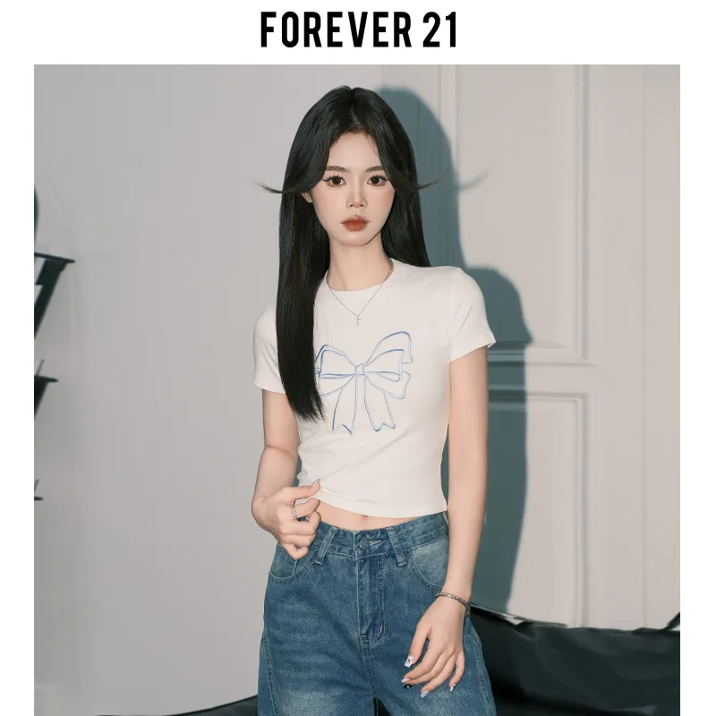 FOREVER 21 T Shirt Women's White-3