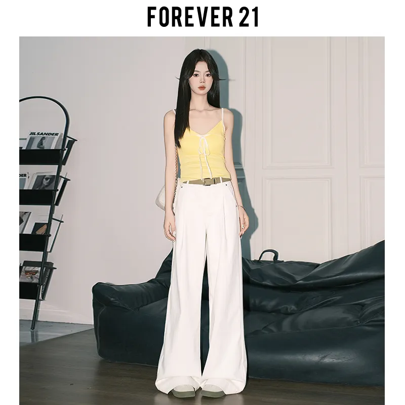 FOREVER 21 Casual Pants Women's Light White Apricot-4