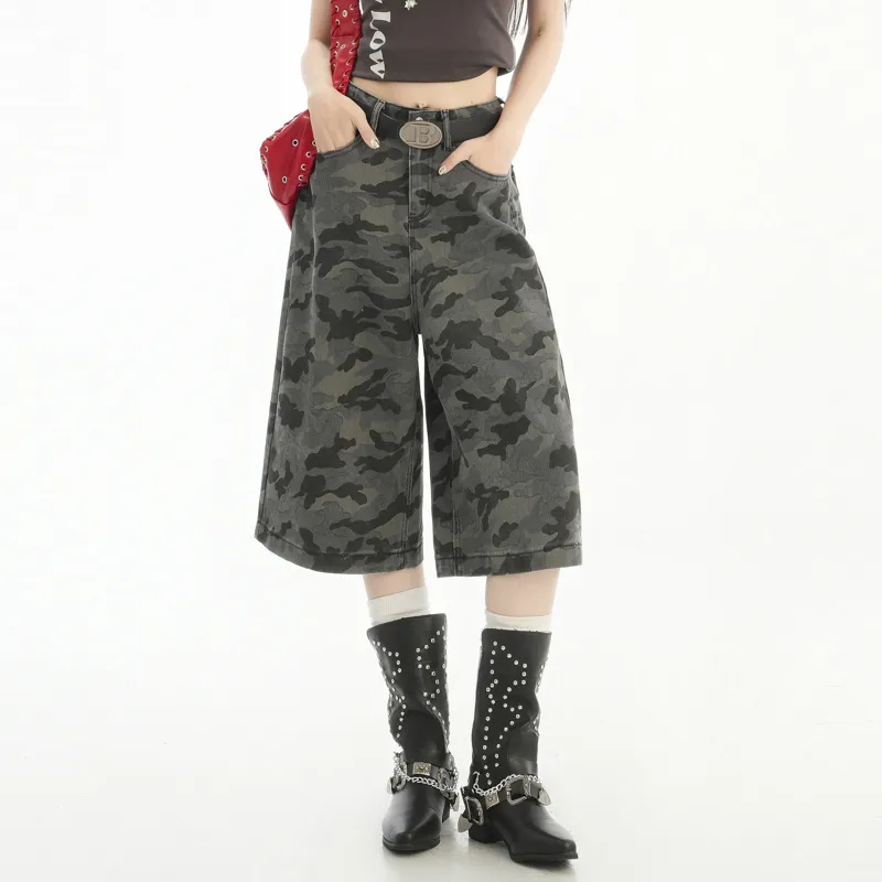 FOREVER 21 Denim Shorts Women's Camouflage-3