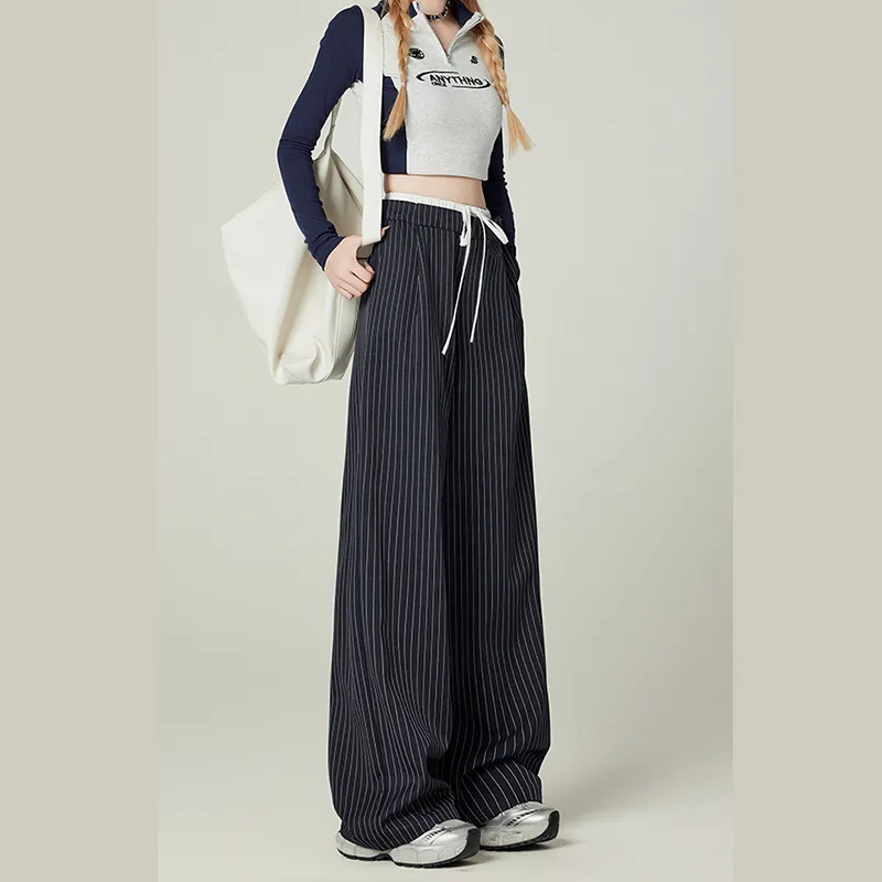 FOREVER 21 Casual Pants Unisex Blue Stripes-3