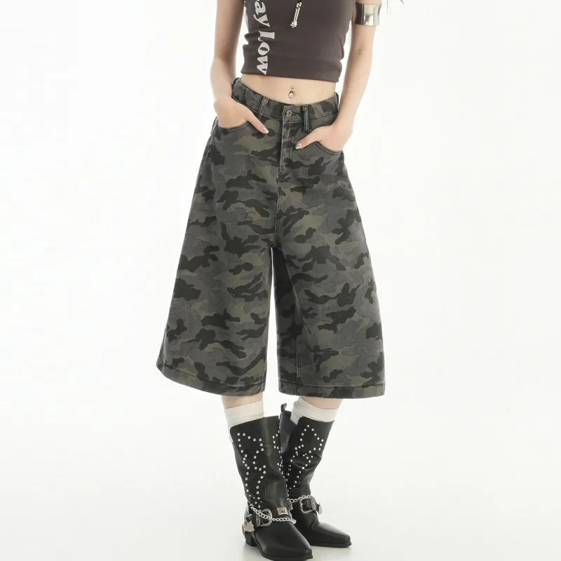 FOREVER 21 Denim Shorts Women's Camouflage-2