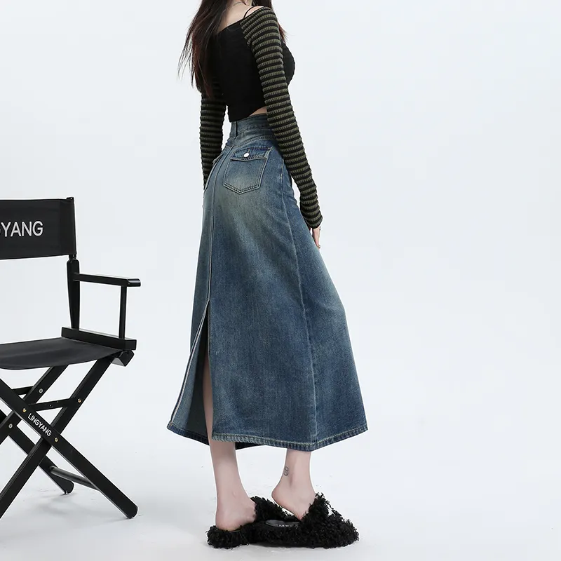 FOREVER 21 Denim Long Skirt Women's-3