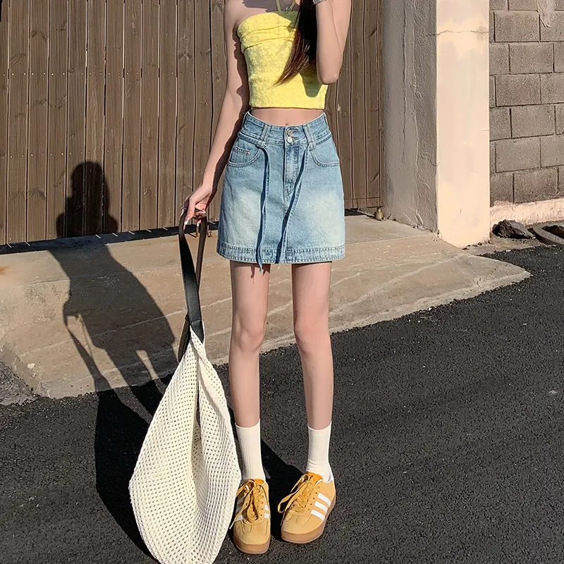 FOREVER 21 Denim Short Skirts Women's Light Blue-1
