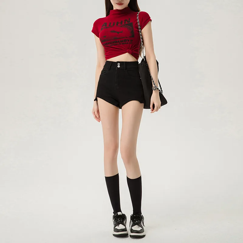 FOREVER 21 Denim Shorts Women's Black-4