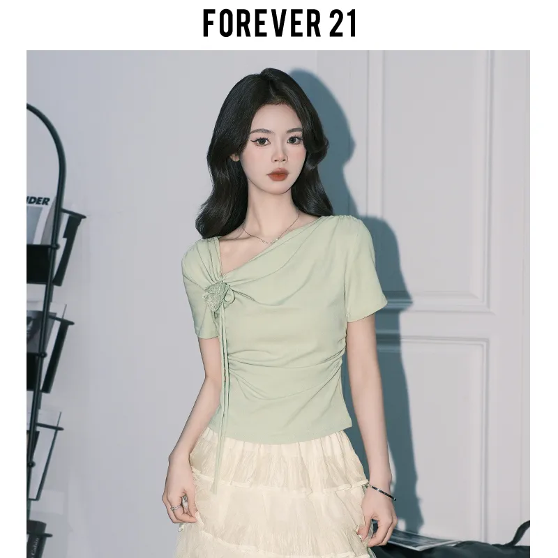 FOREVER 21 Regular T Shirt Top Women's Green-4