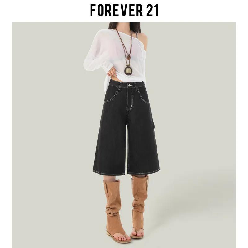FOREVER 21 Denim Shorts Women's Black Gold-5