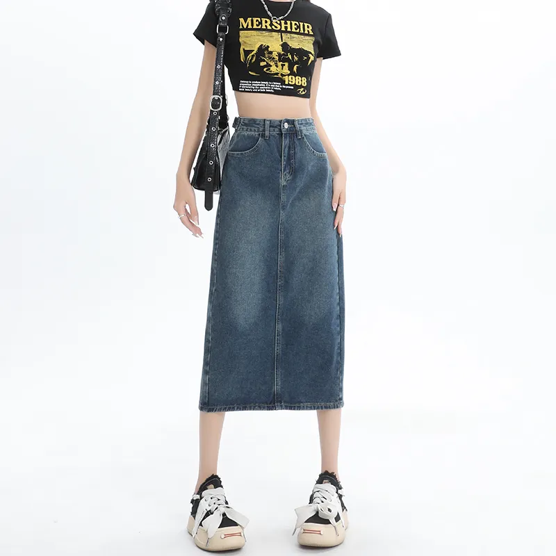 FOREVER 21 Denim Long Skirt Women's-13