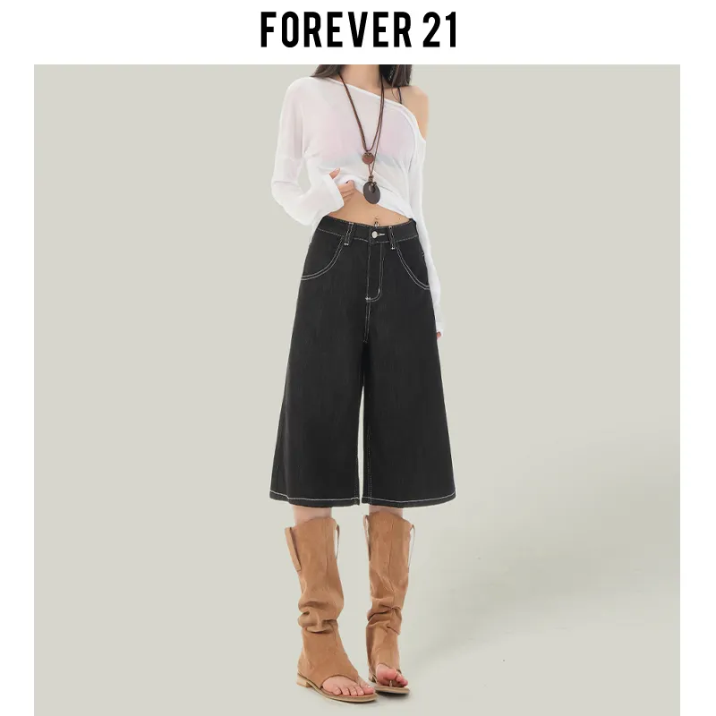 FOREVER 21 Denim Shorts Women's Black Gold-3
