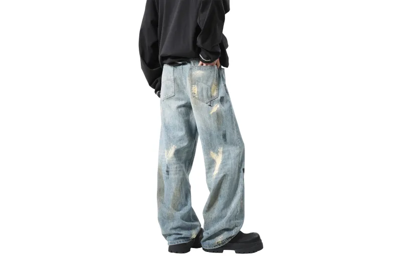 FOREVER 21 Jeans Unisex Ink Splatter Blue-1
