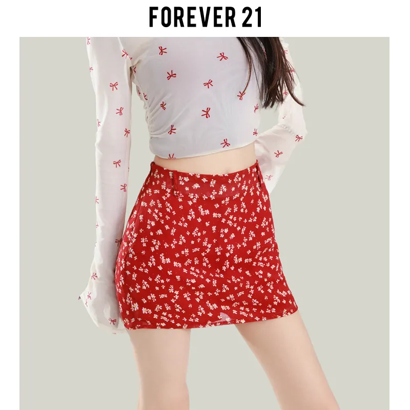 FOREVER 21 Casual Short Skirts Women's Red-6
