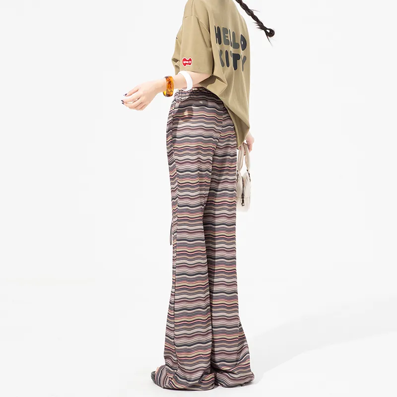 FOREVER 21 Casual Pants Women's Stripes Brown-1