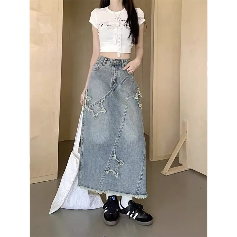 FOREVER 21 Denim Long Skirt Women's-1