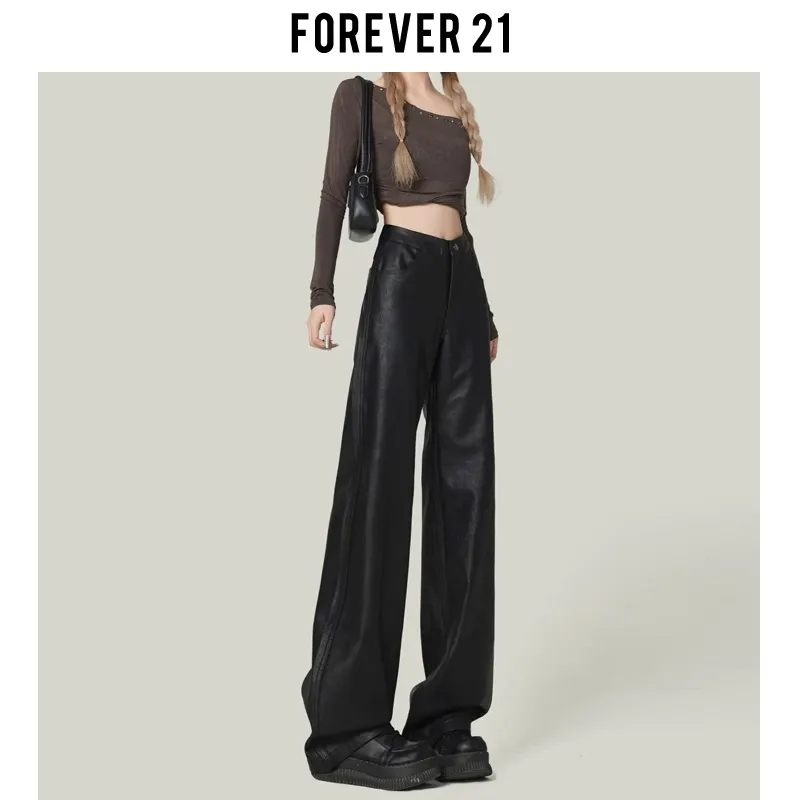 FOREVER 21 Leather Pants Women's Black-2