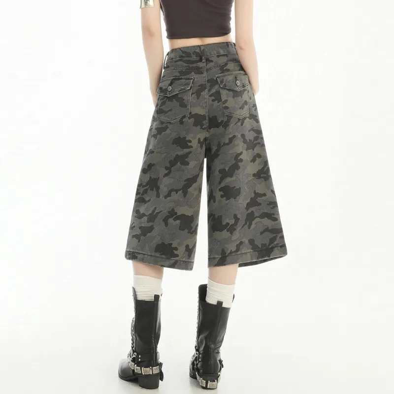 FOREVER 21 Denim Shorts Women's Camouflage-1