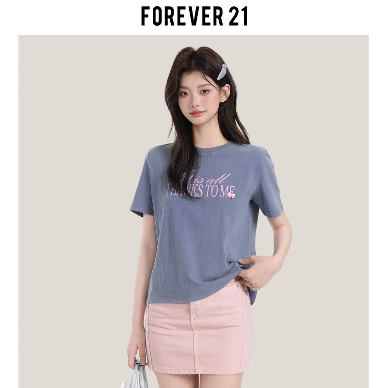 FOREVER 21 T Shirt Women's Blue-2