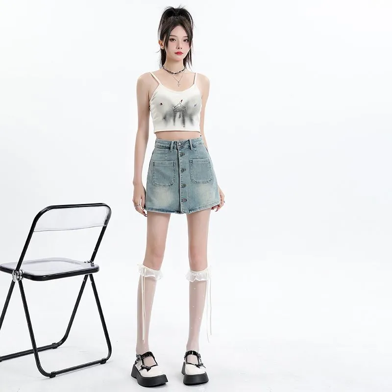 FOREVER 21 Denim Short Skirts Women's Light Blue-3