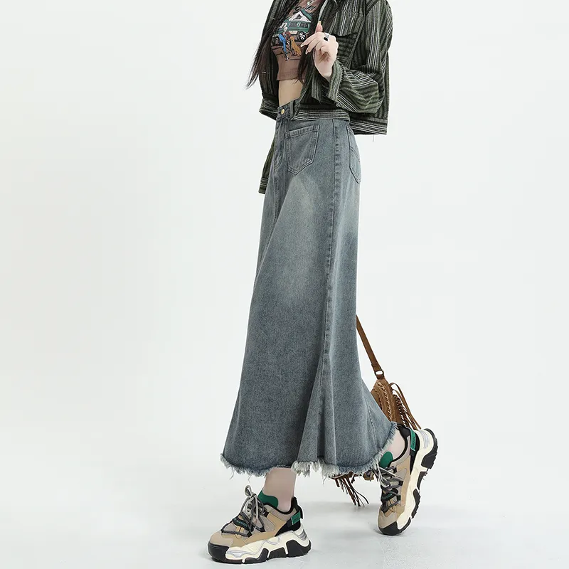 FOREVER 21 Denim Long Skirt Women's Blue-3