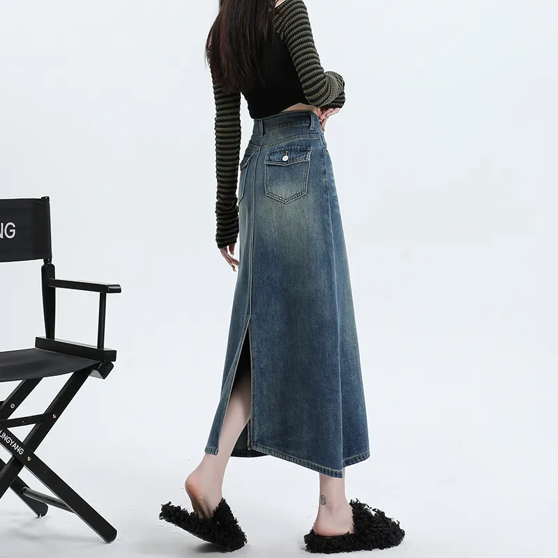 FOREVER 21 Denim Long Skirt Women's-4