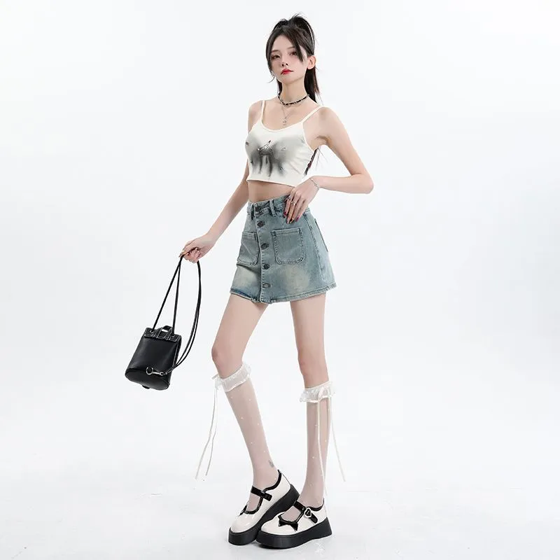 FOREVER 21 Denim Short Skirts Women's Light Blue-2