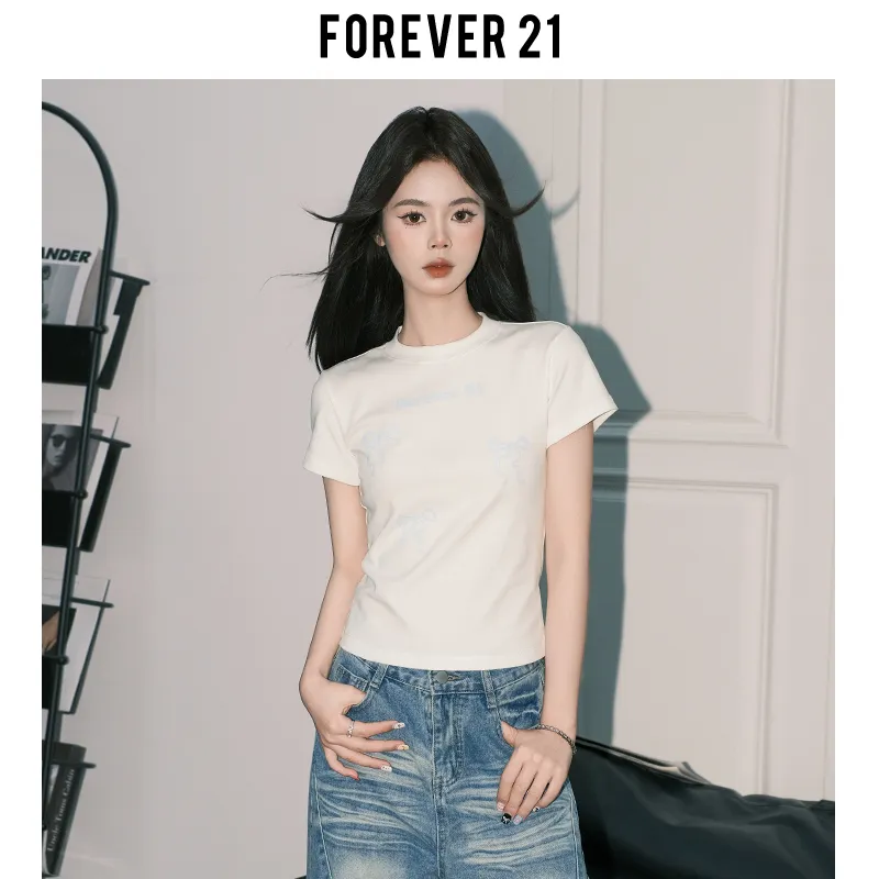 FOREVER 21 T Shirt Women's White-3