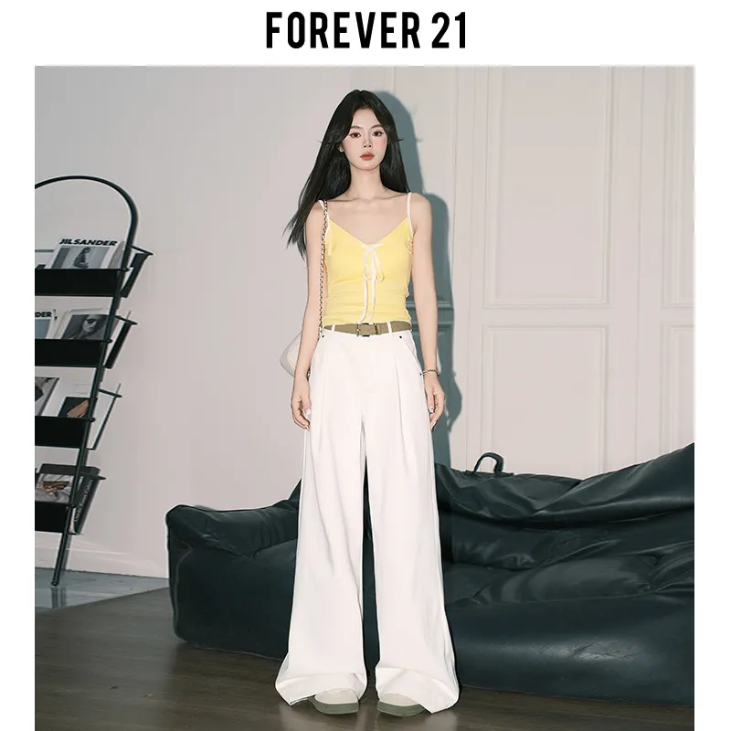 FOREVER 21 Casual Pants Women's Light White Apricot-5