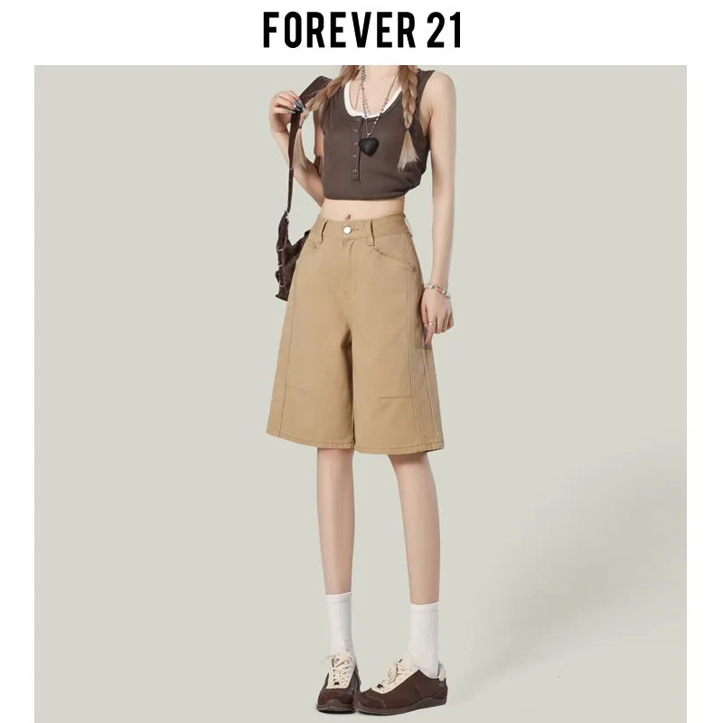 FOREVER 21 Denim Shorts Women's Khaki-4