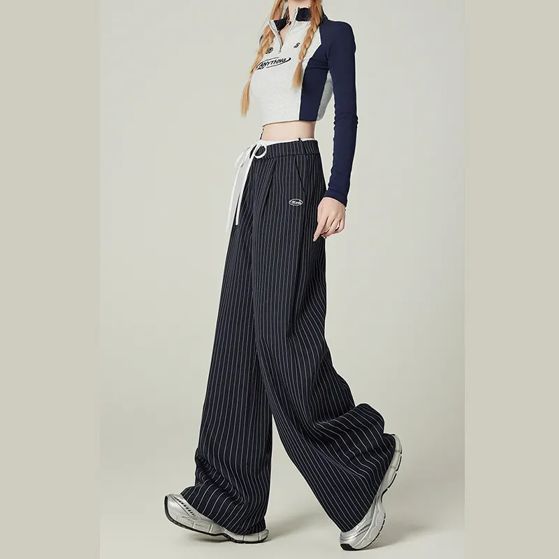 FOREVER 21 Casual Pants Unisex Blue Stripes-2