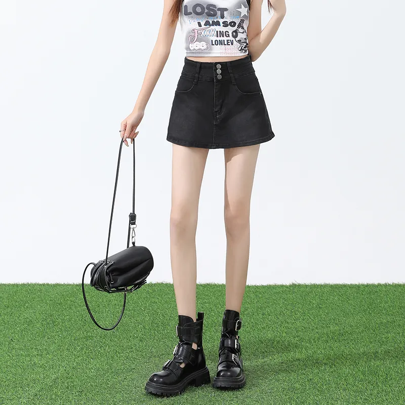 FOREVER 21 Denim Short Skirts Women's Black-5