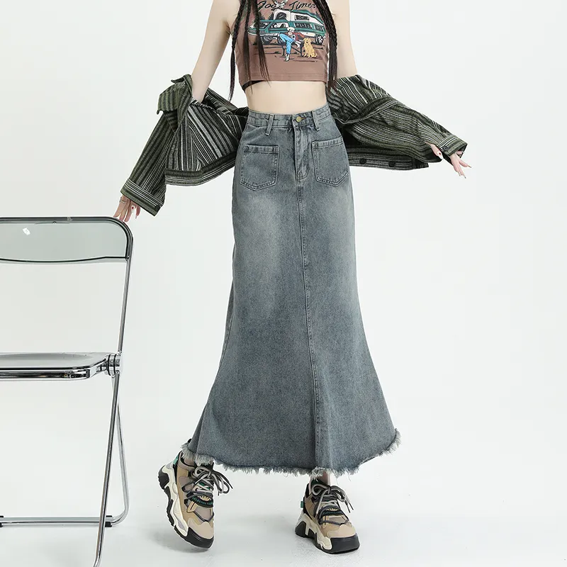 FOREVER 21 Denim Long Skirt Women's Blue-7