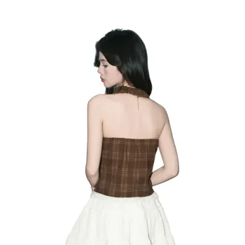 FOREVER 21 Tank Top Women's Coffee Plaid