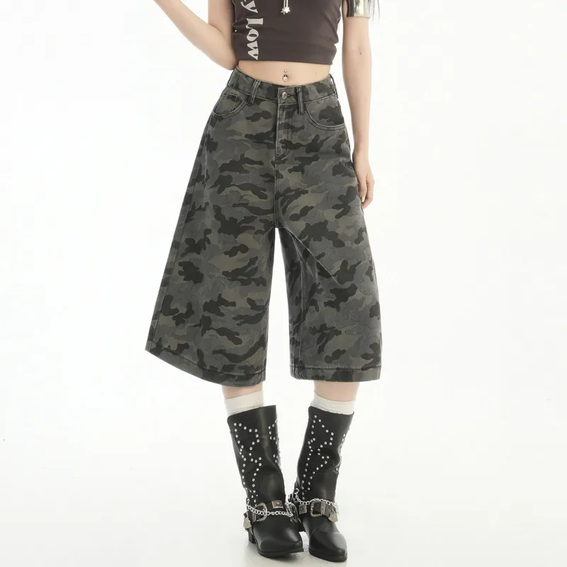 FOREVER 21 Denim Shorts Women's Camouflage-4