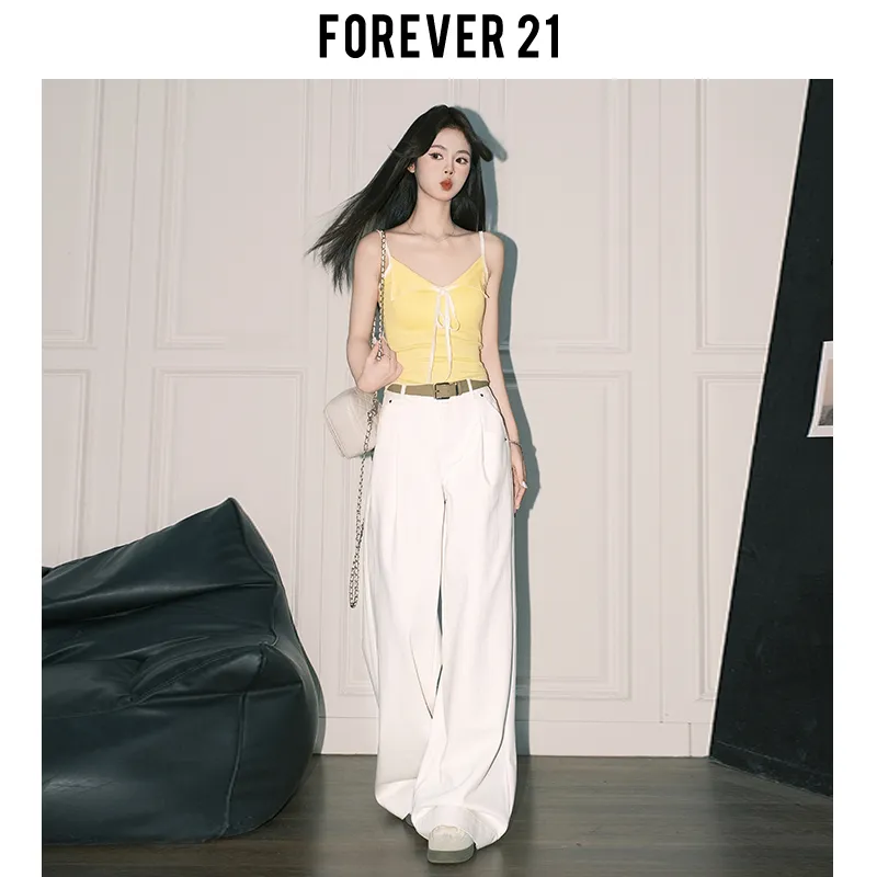 FOREVER 21 Casual Pants Women's Light White Apricot-2