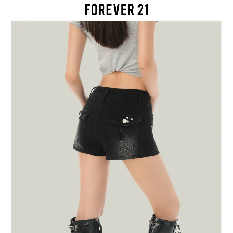 FOREVER 21 Denim Shorts Women's Black Gray-6