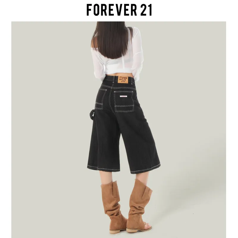 FOREVER 21 Denim Shorts Women's Black Gold-6