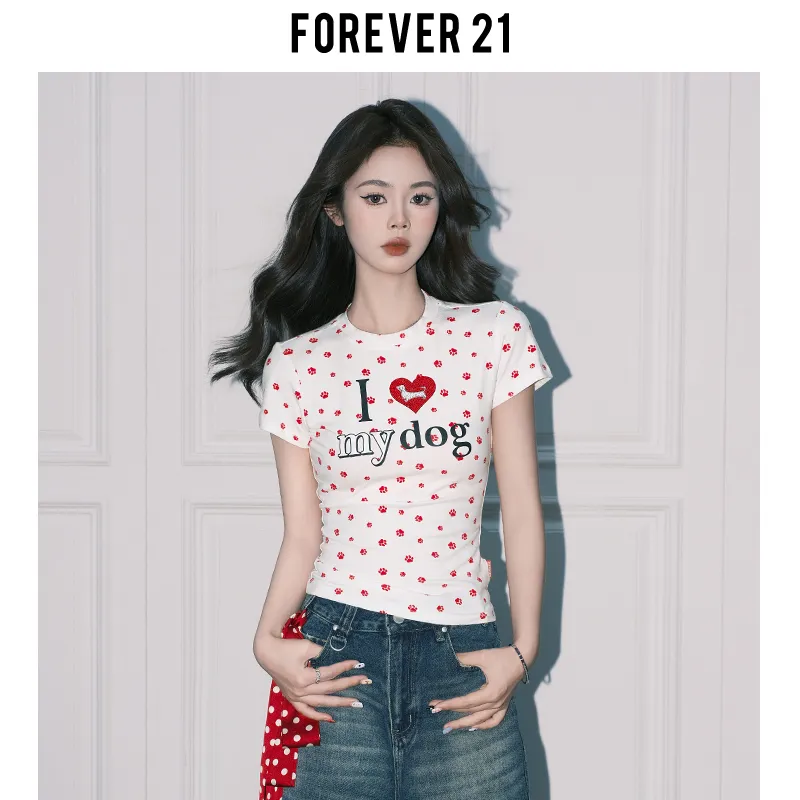 FOREVER 21 Regular T Shirt Women's Red Claw-2