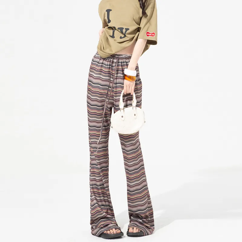 FOREVER 21 Casual Pants Women's Stripes Brown-6