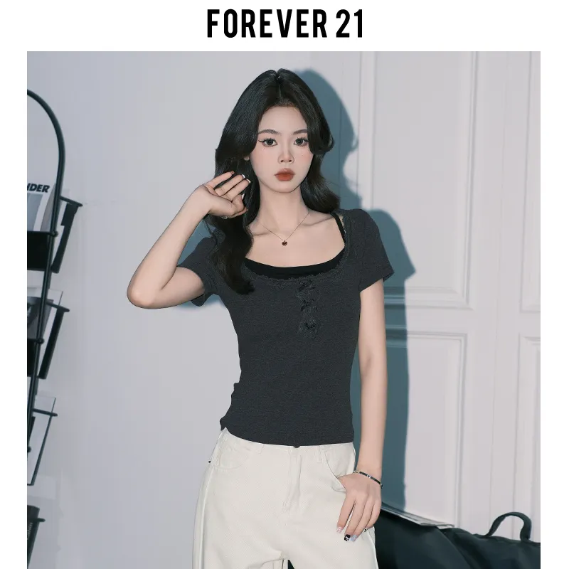 FOREVER 21 T Shirt Women's Dark Gray-4