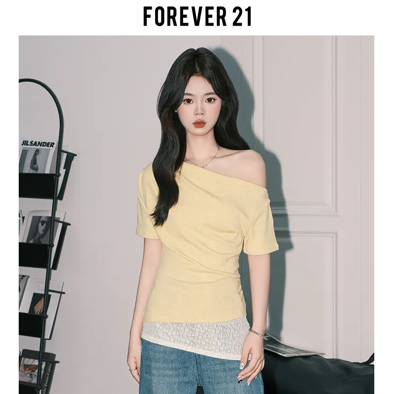 FOREVER 21 Regular T Shirt Women's Yellow-5