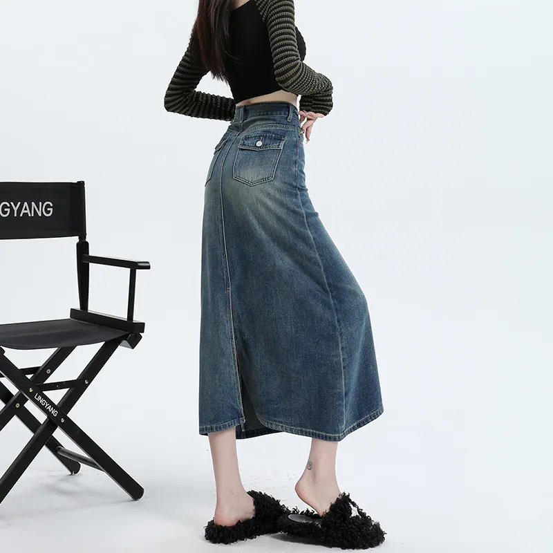 FOREVER 21 Denim Long Skirt Women's-1