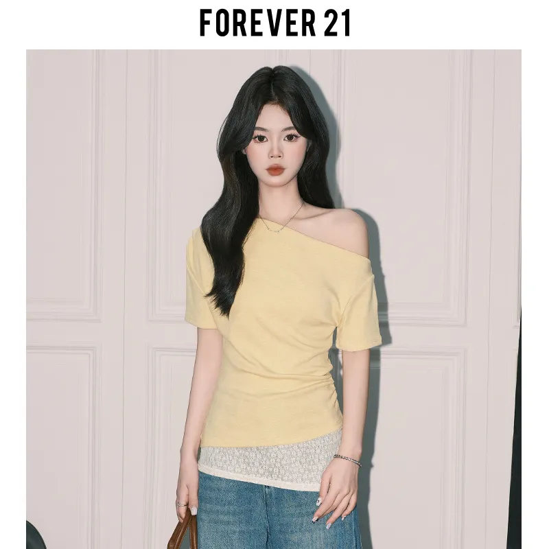 FOREVER 21 Regular T Shirt Women's Yellow-2